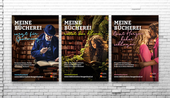 Werbekampagne / Meine Bücherei – Bibliotheken Burgenland / Adebar 2024